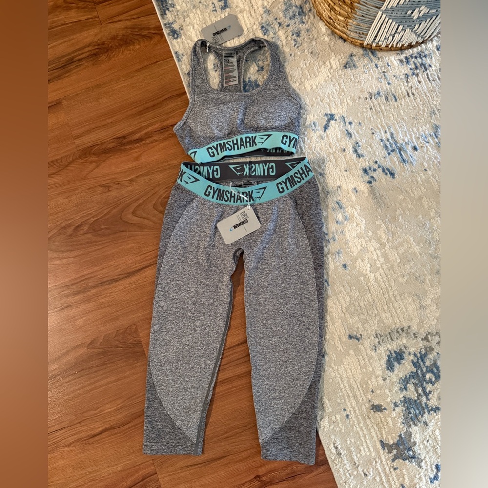 Gymshark Gray and Teal Activewear Set NWT Medium